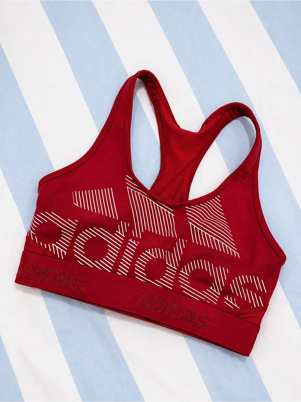 adidas Red Racerback Logo Sports Bra